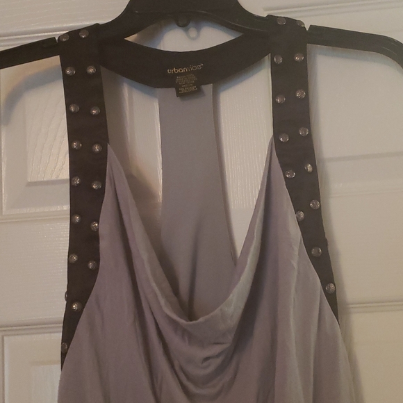 Urban Vibe Gray Studded Halter Tunic Tank  Med - Picture 2 of 8